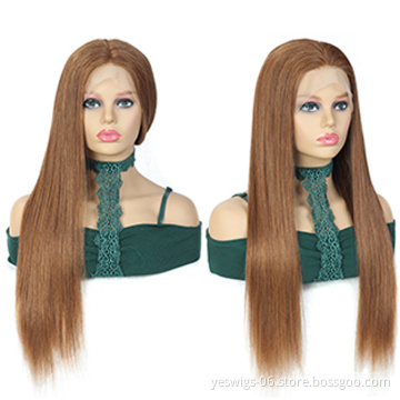 Direct Hair Factory Wholesale Color 30# Straight Brazilian Virgin Remy Human Hair Lace Frontal wigs